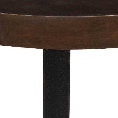 Zabel Round Bronze and Black Metal End Table, 24.5"