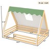 TIRAMISUBEST Twin/Full Size Kids House Bed Frame with Tent & Light Strips, Wooden Floor Bed with Guardrail - 4 of 4