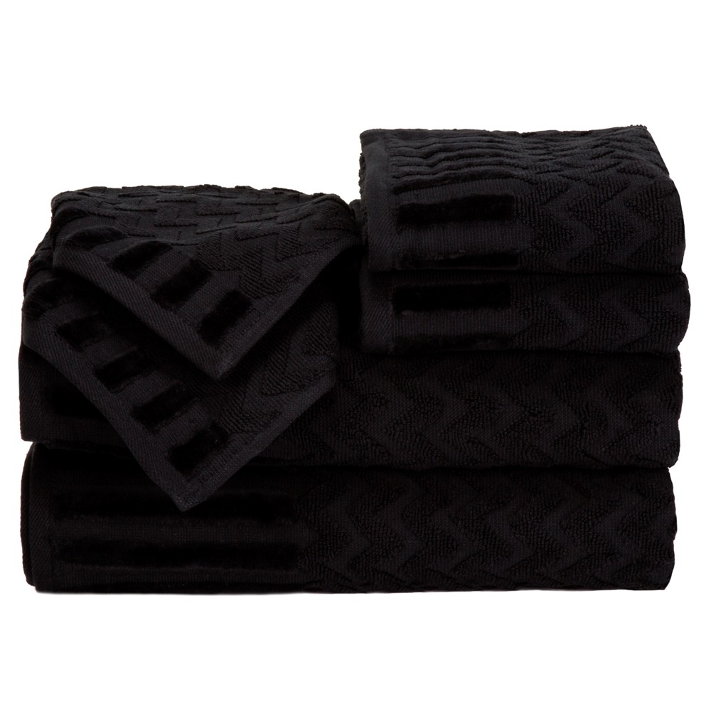 Photos - Towel 6pc Chevron Bath  and Washcloth Set Black - Yorkshire Home