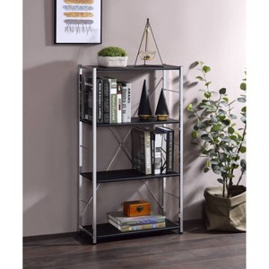Bookshelf with 4 Tiers and Chrome Frame Open Shelf Storage for Small Spaces and Home Office-3irtyhousy - 1 of 4