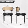 Modern Upholstered Dining Chairs Set of 2 Rattan Back Dining Room Chairs Accent Kitchen Chairs with Metal Legs Light Gray - 4 of 4