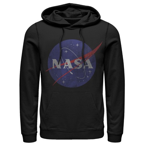 Men s NASA Logo Pull Over Hoodie Black X Large