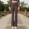 Anna-Kaci Active Women's High-Waisted Flare Pants with Ruffle Waistband - 2 of 4
