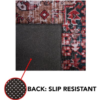 Tucson Rust and Green 3' x 5' Washable Area Rug