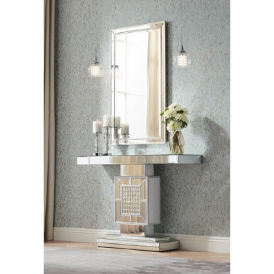 Helena Bright Silver Beveled Rectangular Wall Mirror 47"