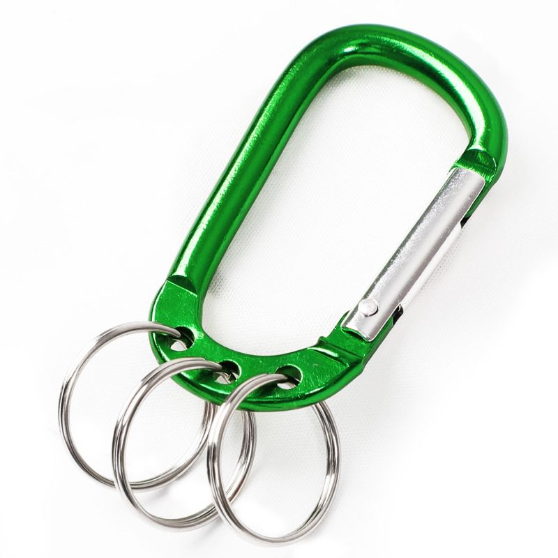 Unique Bargains Aluminum D Ring Carabiner with 3 Key Ring Green 1 Pc, 5 of 6