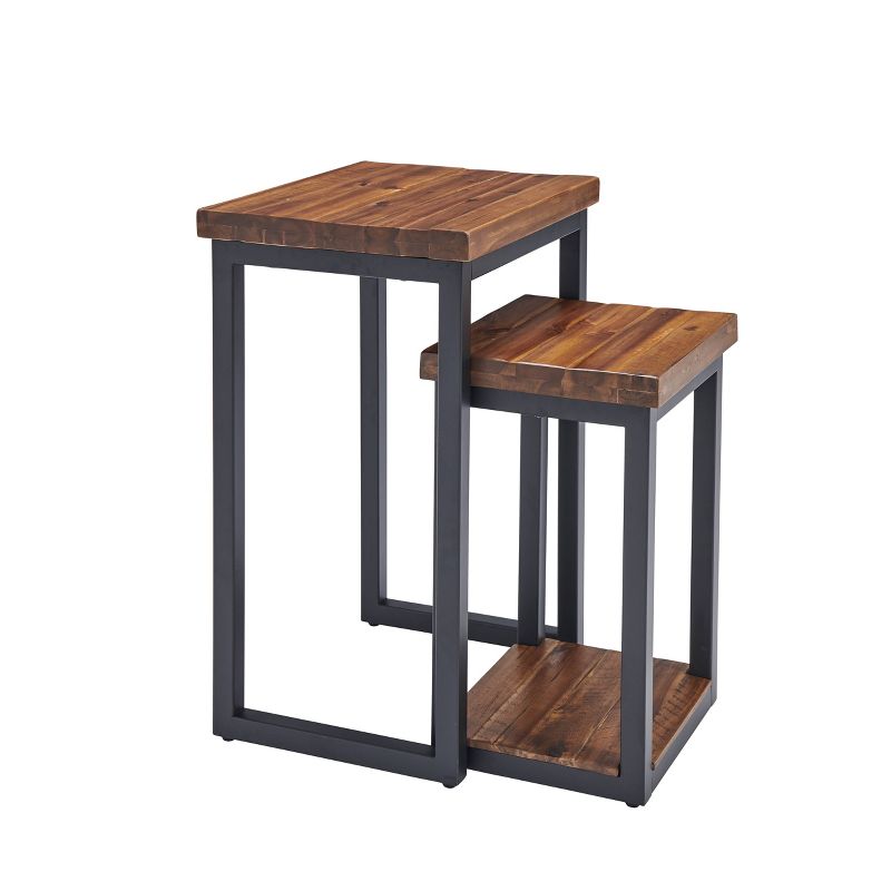 Set of Two Claremont Rustic Wood Nesting End Tables Dark Brown - Alaterre Furniture, 1 of 11