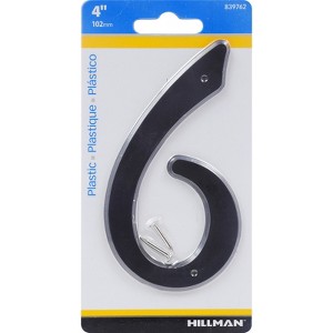 Hillman 4 in. Black Plastic Nail-On Number 6 1 pc (Case of 10) - 1 of 1