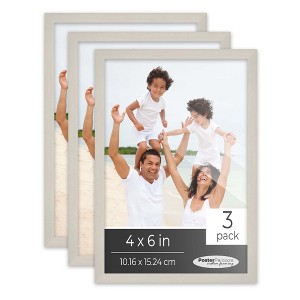 PosterPalooza | Pack of 3 White Washed Picture Frames | Solid Wood | UV-Resistant Acrylic | Easy Gallery Wall - 1 of 4