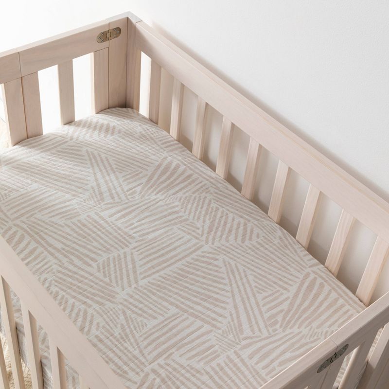 Babyletto Oat Stripe Muslin Mini Crib Sheet, 2 of 8