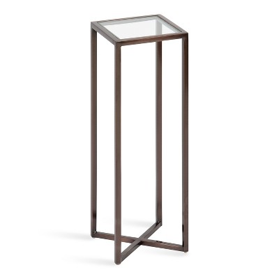 Jaspur Bronze Metal and Glass Square Drink Table