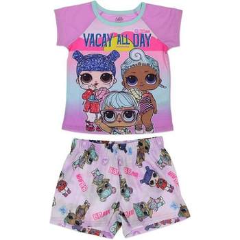 L.O.L. Surprise! Girl's Vacay 2-Piece Short Sleeve Shirt and Shorts Pajama Set