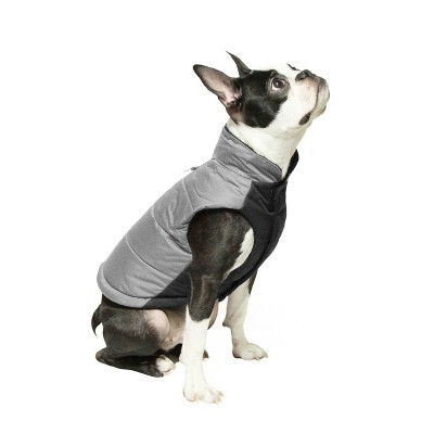 Gooby Wind Parka, Fleece Lined Small Dog Jacket Coat Sweater with Water Resistant Shell and Leash Ring, Gray, X