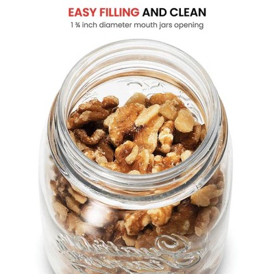 Set of 12 Clear Glass Airtight Mason Jars, 17 oz.