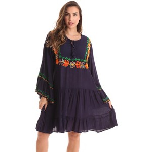 Riviera Sun Womens Short Flowy Casual Cover-Up Sundress with Embroidery - 1 of 3