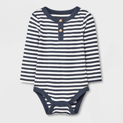 Baby Ribbed Henley Bodysuit - Cat & Jack™ Charcoal Gray 0-3M