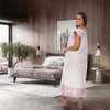 ADR Women's Cotton Nightgown, Short Sleeve Lace Trimmed Button Up Long Vintage Night Dress Gown - 3 of 4