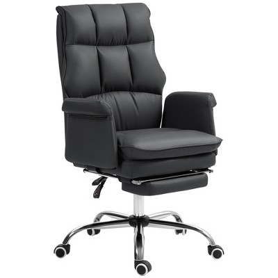 PDTEND Ergonomic Office Chair with PU Leather, Adjustable Height, 155° Recline and Swivel Wheels, Black