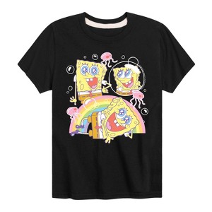 Boys' - Spongebob Squarepants - Cute Face Rainbow Short Sleeve Graphic T-Shirt - 1 of 4