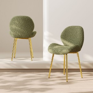 CAVINAS 19.8" Modern Minimalist Dining Chairs,Set of 2,Teddy Velvet Accent Chairs for Dining Room,Dining Furniture Chair,Vanity Chairs - 1 of 4