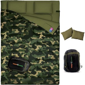 SereneLife Double Sleeping Bag Camouflage - Portable and Lightweight (SLSBCA) - 1 of 4