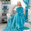 Women's Fuzzy Plush Fleece Full Lined Wrap Sweaters, Adult Wearable Blanket Cape, Super Warm Soft Cozy Gift for her - Catalonia - 4 of 4
