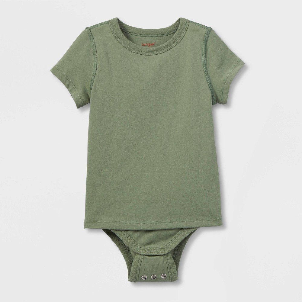 Toddler Adaptive Short Sleeve Bodysuit with Abdominal Access - Cat & Jack™ Army Green 4T