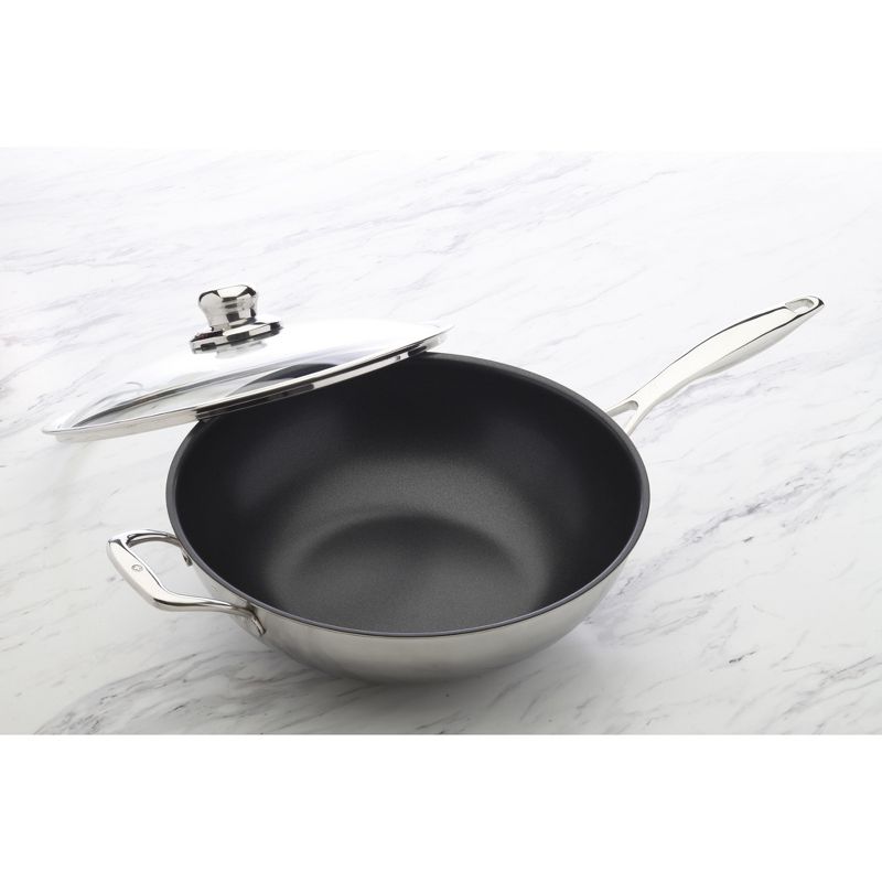 Swiss Diamond Nonstick Clad Induction Wok with Tempered Glass Lid, 12.5", 7.9 QT, 3 of 4