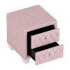 NicBex 18.1 inch Nightstand with 2 Drawers,Modern Side Table with Crystal Handle and Button-Tufted,Bedside Table for Bedroom,Living Room,Beige/Pink - 4 of 4