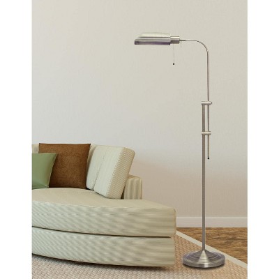 Adjustable Pharmacy Floor Lamp in Brushed Steel 46" Height