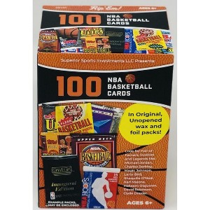 Superior Sports Investments LLC 100 NBA Basketball Cards in Original Unopened Wax and Foil Packs Blaster Box. Includes Players Such as Michael Jordan. - 1 of 4