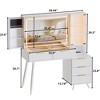 Angel Sar 54" Makeup Vanity Desk with Mirror and Lights, White Dressing Table with Glass Top, 11 Drawers & Cushioned Stool - 2 of 4