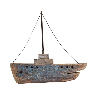 Beachcombers 13.4" WOOD BOAT WALL Decor Decoration