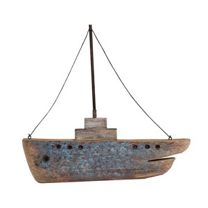 Beachcombers 13.4" WOOD BOAT WALL Decor Decoration - 1 of 2