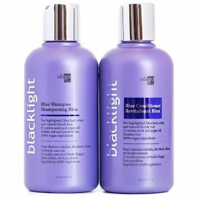 Oligo Blacklight BLUE Shampoo & Conditioner (8.5oz Duo Set) Black Light Kit for Highlighted, White, Blonde Hair