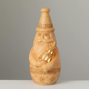 15"H Sullivans Scandinavian LED Santa Figurine, Christmas Decor, Brown - 1 of 4