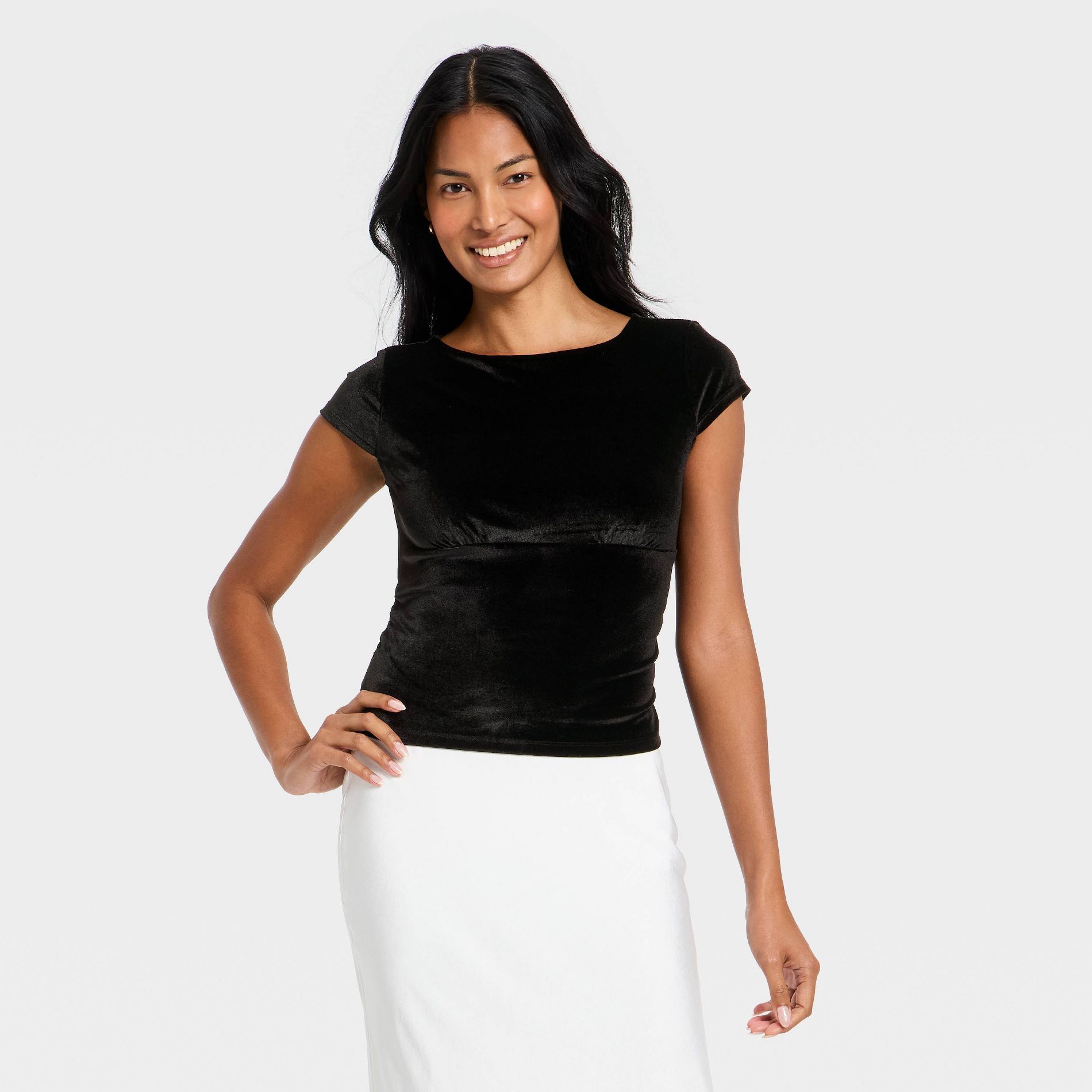 Women's Ruched Velour T-Shirt - A New Day™