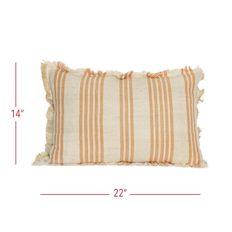 Hand Woven Coral Striped Lumbar Pillow Jute & Cotton With Polyester Fill by Foreside Home & Garden, 6 of 7