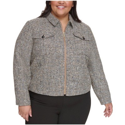 Calvin Klein Womens Zip Front Blazer Jacket