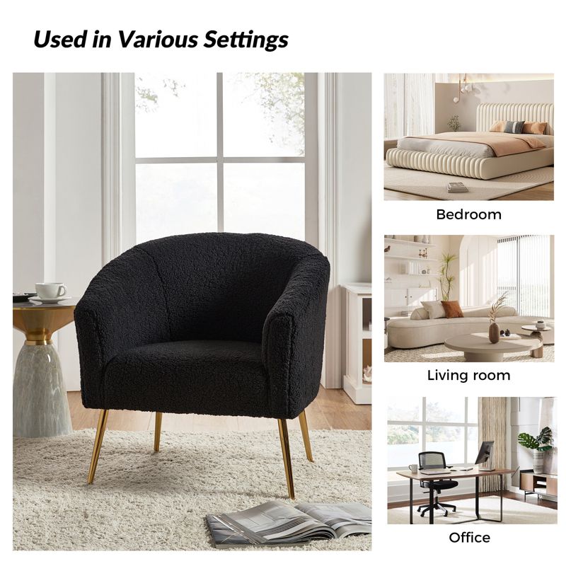 Vicenza Contemporary Wooden Upholstered Polyester Accent Barrel  Chair with Metal Legs for Bedroom and Living Room | Karat Home, 5 of 12