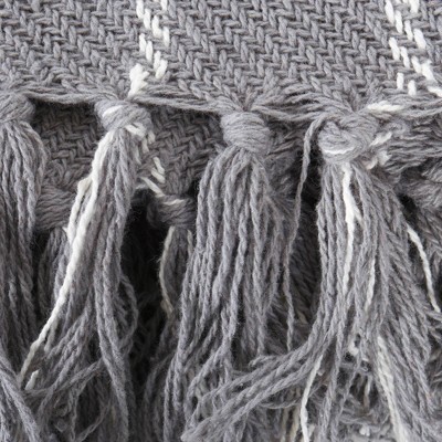 Gray and White Cotton Sherpa Plaid Throw Blanket, 50"x60"