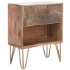 Solene 1 Drawer Nightstand - Natural/Brass - Safavieh. - 3 of 4