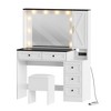Makeup Vanity Desk and Stool, Vanity Desk with Lights in 3 Colors, Vanity Table Set with Charging Station, Drawers and Hidden Storage Shelves - 2 of 4
