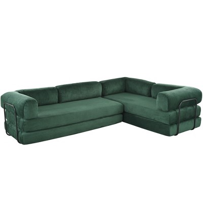 Epoch Vents 115" Corduroy Upholstered L-Shaped Modular Sectional Sofa Bed, Flexible Configuration