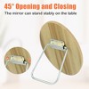 Unique Bargains Natural Wooden Foldable Makeup Mirror Beige 1 Pc - 4 of 4