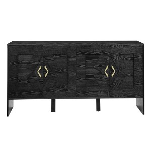 TIRAMISUBEST 60.5'' Buffet Cabinet with Storage, Farmhouse Fluted Sideboard with Geometric Pattern & Adjustable Shelves, Mid Century Modern, Brown - 1 of 4
