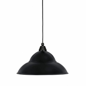 Toltec Lighting Any 1 - Light Pendant in  Matte Black with 16” Matte Black Double Bubble Metal Shade Shade - 1 of 1