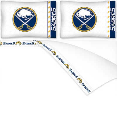 4pc NHL King Bed Sheet Set Hockey Team Logo Bedding Accessories - Buffalo Sabres..