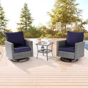 Sonkuki 3-Piece Patio Chair Set Swivel Rocking Chair Set Side Table Suiting Backyard, Poolside and Patio - 1 of 4