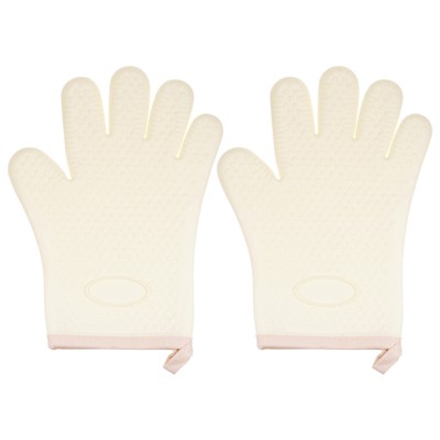 Unique Bargains Heat Resistant Kitchen Textiles Soft Lining Silicone Oven Mitts 2 Pcs